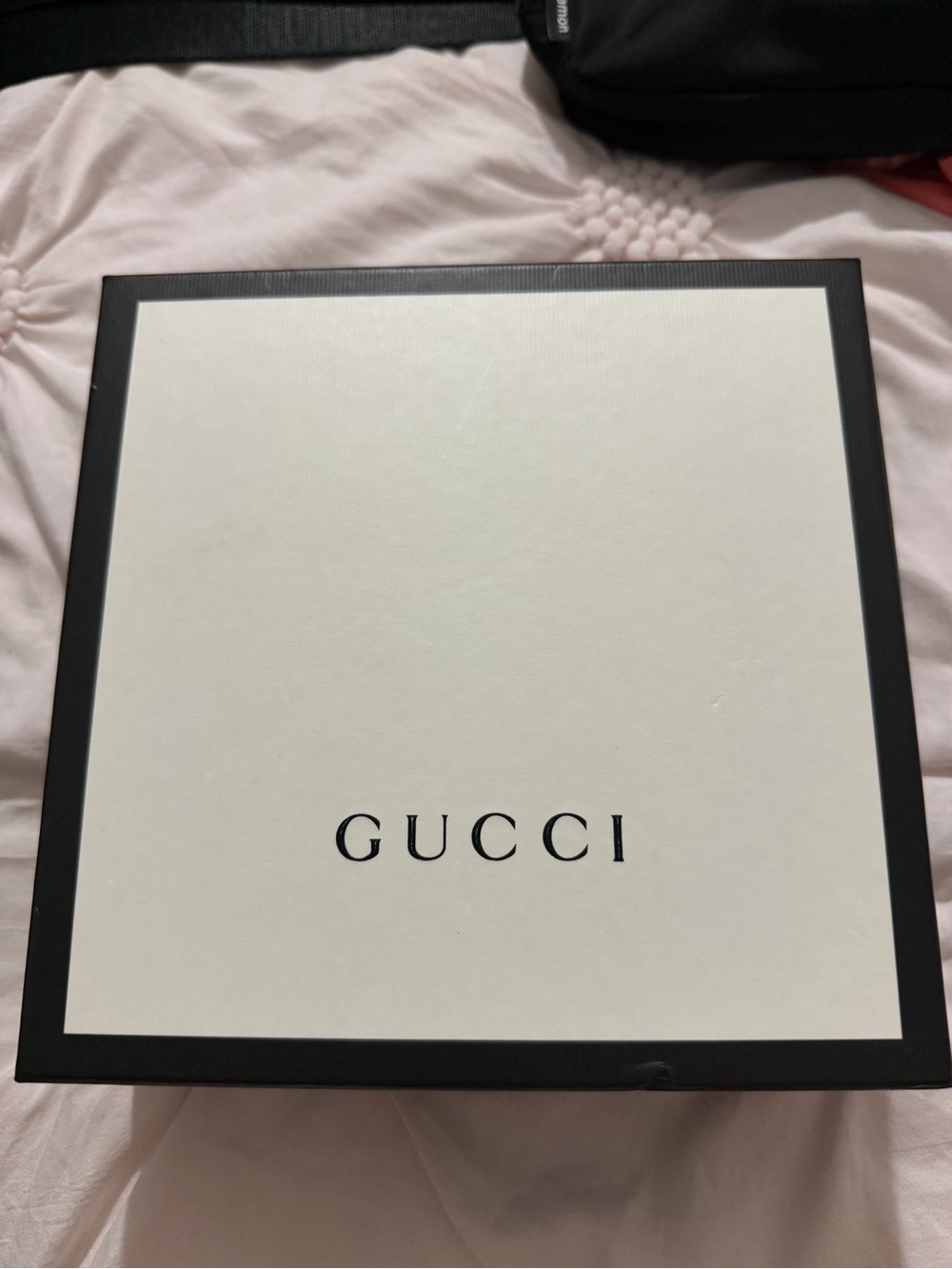 Gucci Cream and Black Logo Dust Bag in Gift Box